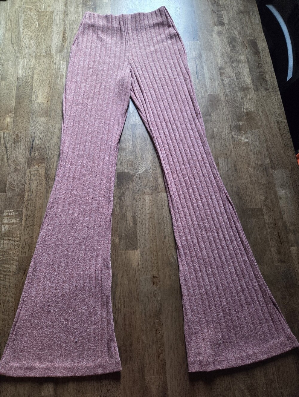 Zara Dusty Rose Ribbed Flare Pants